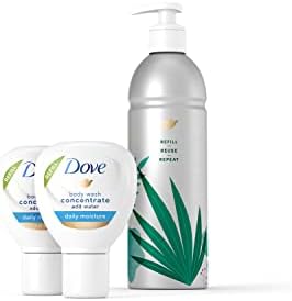 Dove Body Wash Concentrate Refills (x2) & Recyclable Aluminum for Instantly Soft Skin Reusable Bottle Starter Kit for Lasting Skincare Nourishment 4 FL OZ (makes 16 fl oz)