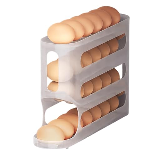 Scatola di immagazzinaggio delle uova,Stoccaggio delle uova per frigorifero - Griglia per uova con ruote automatica Supporto per uova a 4 strati - Organizer per uova Dispenser per uova