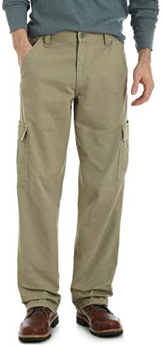 Wrangler Authentics Men's Relaxed Fit Cargo Pant (Logan), British Khaki Twill, 33W x 30L