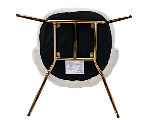 Janoray Velvet Dining Chairs Set of 2 Upholstered Gold Metal Legs Cream Mid Century Modern Accent Chair for Living Room Kitchen Dining Room, Cream
