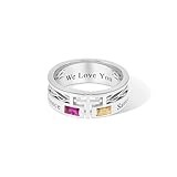 AILIN Personalized Cross Rings 925 Sterling Silver/Brass Custom Name Birthstone Rings For Men Engraved Faith Ring Father Day Jewelry Birthday Gifts For Him Husband Grandpa Women