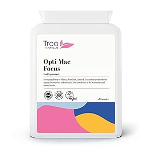 Opti-Mac Focus Eye Support 60 Capsules – Advanced Macular and Vision Support with Zeaxanthin , Lutein , Bilberry & Pine…