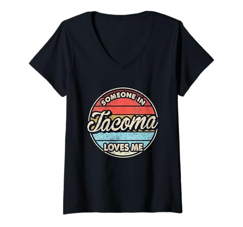 Femme Quelqu'un à Tacoma m'aime City, États-Unis, États-Unis T-Shirt avec Col en V