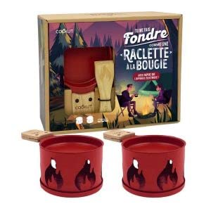 Cookut - Coffret RACLETTE pour 2 FONCTIONNANT A LA Bougie Rouge Decor CHEMINEE New