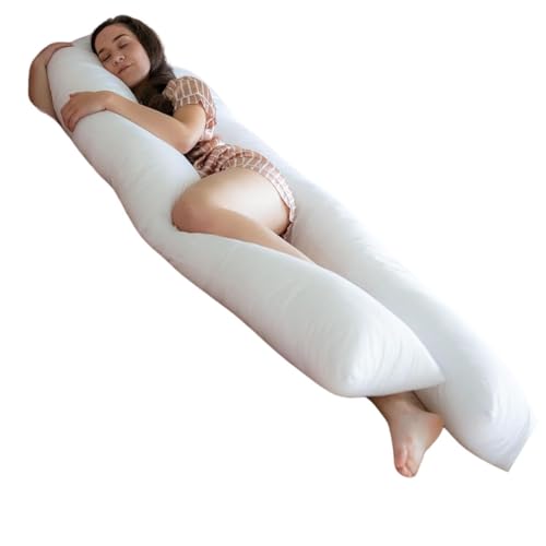 Ariyah Collections 9FT U Shaped Pregnancy Pillow | Back Support Cuddle Cushion Maternity Pillow For Pregnant Women | Bolster Cushion Side Sleeper Full Body Pillow (9ft - White)