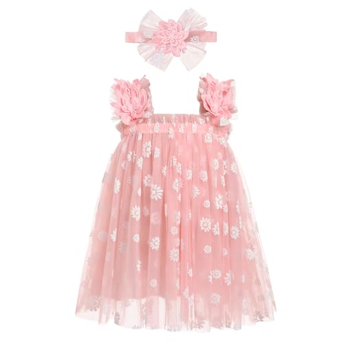 Vestido de niña con mariposas y tul brillante para fiesta de verano