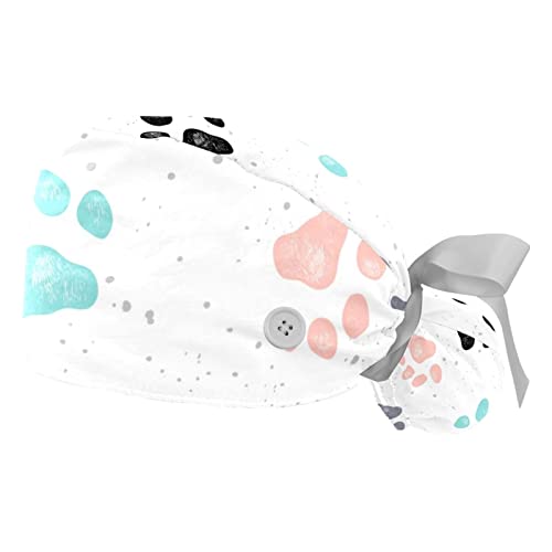 Chapeaux bouffants anti-transpiration casquettes de travail ajustables imprimé pattes de chien