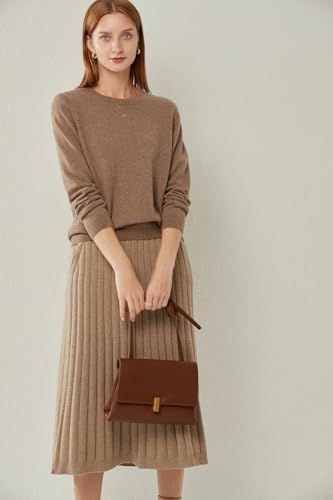 Image of 100% Pure Cashmere Crewneck Sweater for Women Long Sleeve Warm Soft Lightweight Knit Pullover
