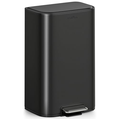Caneca de basura ovalada de 10.6 gal con tapa negra