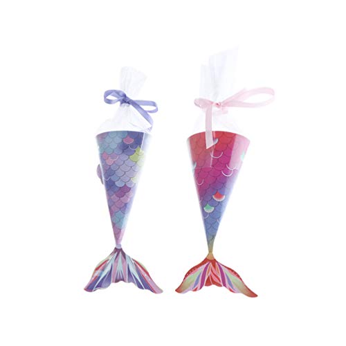 Toyvian Caixa de doces de sereia, cauda de sereia, sacos de doces para presente de papel, para festa