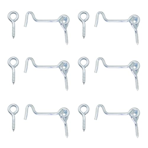 DGHAOP 6 ganchos para puerta de 5 cm, hierro plateado galvanizado para ventana, tormenta, cabina, gancho para columpio