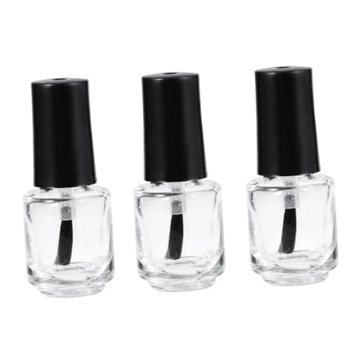 Ipetboom 20 Piezas Botellas de Esmalte de Uñas Vacías Transparentes con Pincel Negro Unidades para Repostería y Manicura Portátil