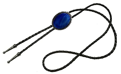 Image of Moranse Bolo Tie with Natural Tiger Eye Stone Celtic Style Genuine and Cowhide Rope