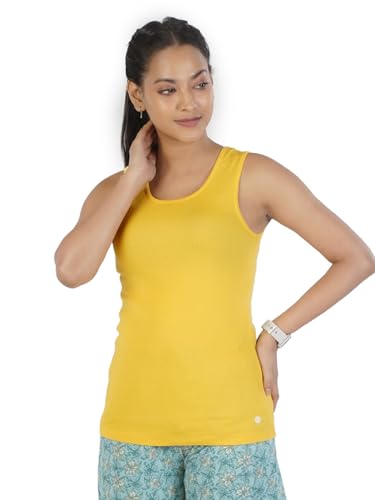 Image of Rupa Colors Playsure Solid 100% Combed Cotton Rib Fabric, Women's Standard Fit Tank Top, Sleeveless Pack of 1