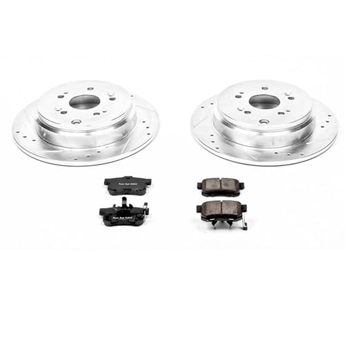 Image of PowerStop Z23 Performance Brake Pad & Rotor Kit Rear K206 | Honda CR-V, Acura RDX Carbon Fiber Ceramic Brake Pads + Drilled & Slotted Rotors