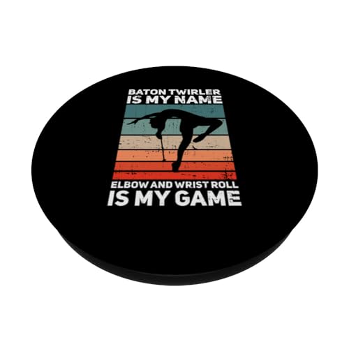 Baton Twirler Design For Twirling Recitals PopSockets Swappable PopGrip, Black - Image 2