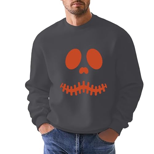 Halloween Shirts for Men Scary Ghost Pumpkin Long Sleeve Shi