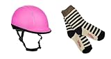 TuffRider Starter Basic Horse Riding Helmet Protective Head Gear for Equestrian Riders with Assorted Stripe Socks-Hot Pink-XS