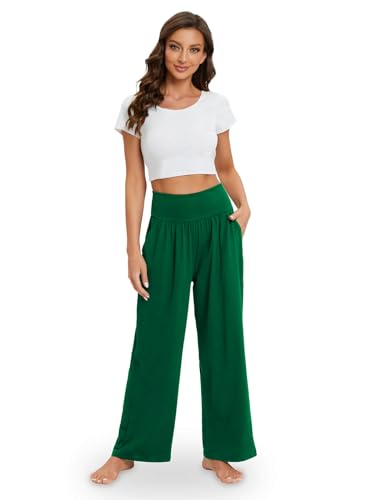 Image of Gracyoga Wide Leg Yoga Pants for Women Casual Loose Cozy Sweatpants High Waisted Lounge Pajama Flowy Pants With Pockets