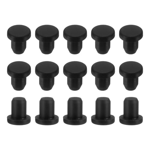 Image of uxcell 15Pcs Silicone Hole Plug, Waterproof Solid T-Shaped Rubber Stoppers Bottle Seal Tube Pipe Plug End Cap for 6.3mm /0.25 inch Hole for Bathtub Bottle, 0.31 inch Plug Height, Black