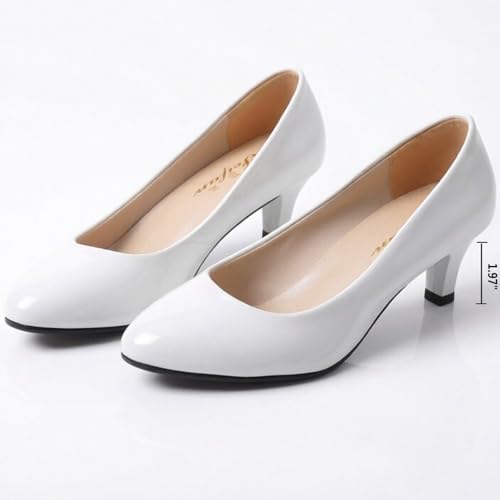 Image of WUIWUIYU Womens Office Kitten Heels Pumps Slip On Evening Dress Work Cute Sexy Pump Shoes