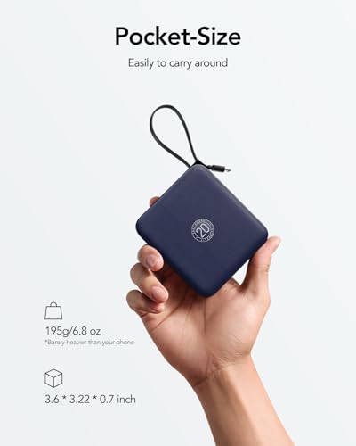 Image of VRURC Portable Charger for iPhone, 10000mAh 22.5W Fast Charging Power Bank | with Built-in Cables, LED Display, Battery Pack for iPhone 17 /16 /15 Series, Samsung S26, Travel Essentials (Royal Blue)