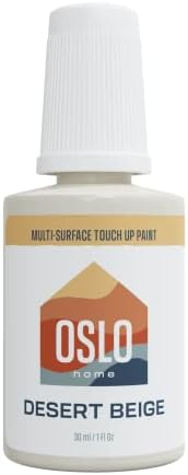 Oslo Home Porcelain + Appliance Touch Up Paint, 1oz Desert Beige High-Gloss Finish, Made in USA, w/ Brush in Bottle, Self-Priming, for Appliances + Bathroom Fixtures, Sinks, Tile, Metal & More
