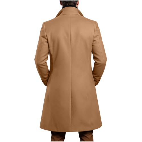 Men's Wool Blend Pea Coat Lapel Collar Single Breasted Winter Overcoat - image 6