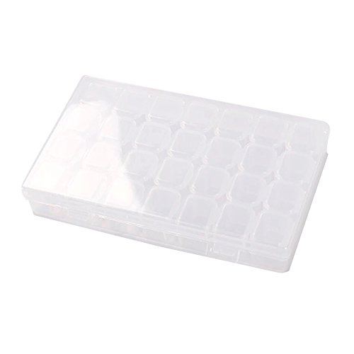Lembeauty 28-Grid Mini Clear Plastic Nail Art Rhinestone Jewelry Beads Diamonds Organiser Storage Box Display Case