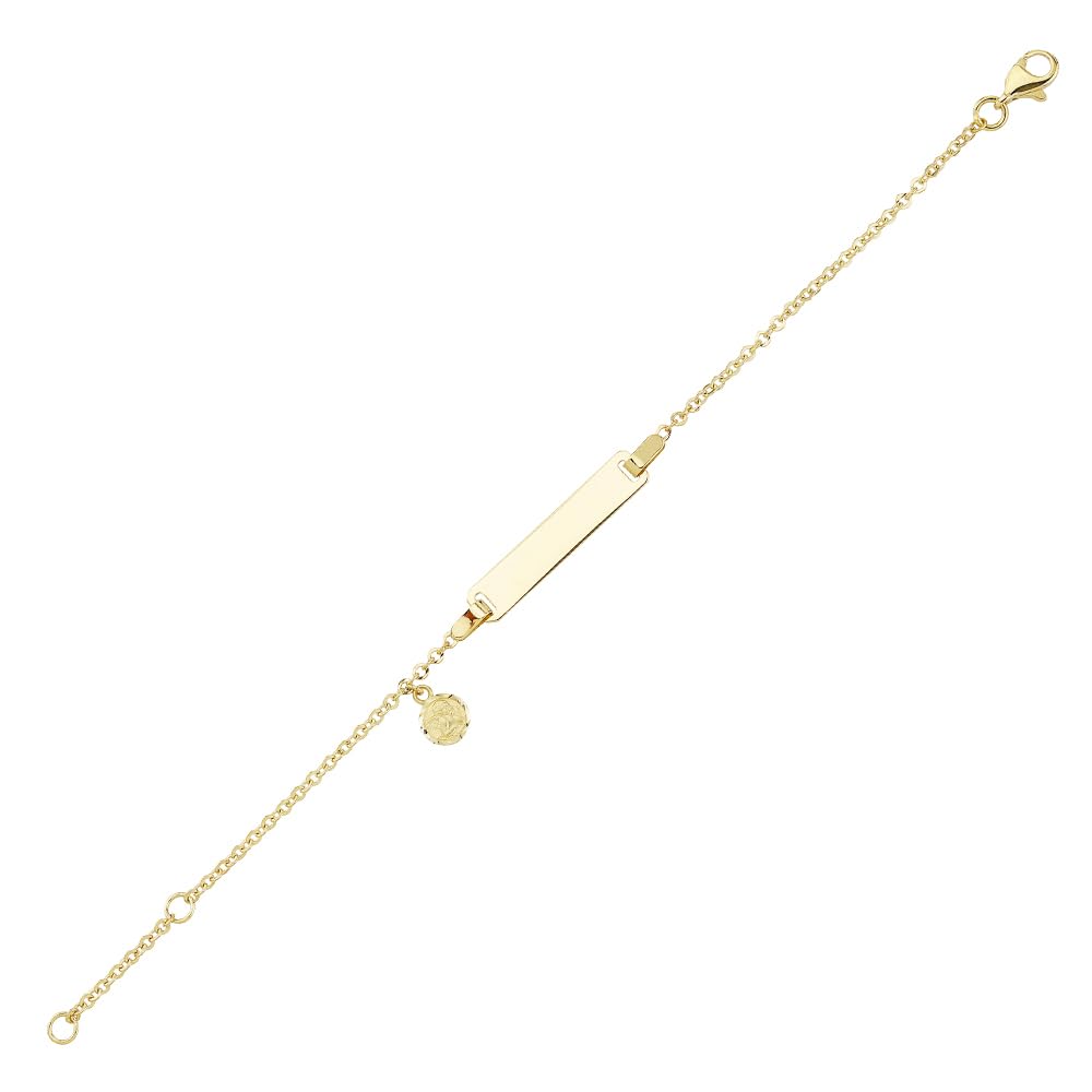 JC Schmuck 585 Gold Baby ID-Armband Kinder Goldarmband mit Engel 16 cm I Anker Armband mit Gravur Taufarmband Gold Namensarmband I Babyarmband mit Namen I Kinderschmuck made in Germany I 8479