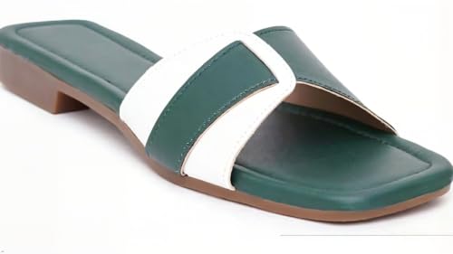 Image of Women's Square Toe Buckle Strap Flat Slides
