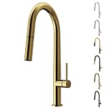 VIGO Greenwich 18'' H Single Handle Pull-Down Sprayer Kitchen Faucet in Matte Brushed Gold-VG02029MG