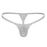 YONGHS Men's Sexy Low Rise Bulge Pouch Backless G-String Thong T-Back String Jockstrap Underwear Gray Large