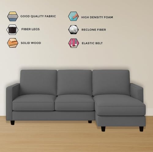 Image of The MM Furniture store Premium Fabric Sofa - Ash (4 Seater - RHS)