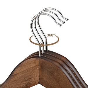 Evolluxi Lotus Wooden Hangers, Solid Wood Shirt Hangers,Dress Coat Jacket Clothes Hangers,with Extra Smooth Finish, 360 Degree Swivel Hook(Retro) (Walnut, 6) 3