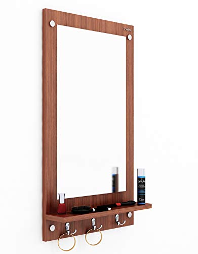 Image of Anikaa Kia Engineered Wood Dressing Wall Mirrors /Wall Hanging Dressing Mirrors /Decorative Wall Mirror /Dressing Table for Bed Room /Wall Mounted Dressing Mirror for Living Room (Walnut)