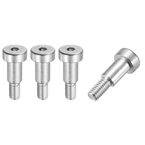 sourcing map 4 Pcs 304 Stainless Steel Shoulder Bolt 8mm Shoulder Dia 12mm Shoulder Length M6x1 Thread Hex Socket Shoulder Bolts for Hydraulic Injection Molding Machinery Industries