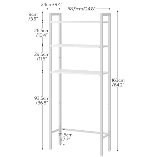 Image of HOOBRO Over The Toilet Storage, 3-Tier Bathroom Organizer Shelf Over Toilet, Freestanding Bathroom Storage Shelves, Space Saver, Easy to Assemble for Room, White WT41TS01