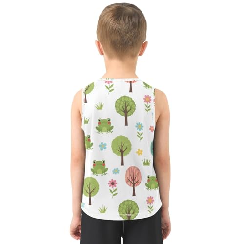 J JOYSAY Spring Frog Flowers Trees Boys Tank Top Sleeveless Muscle Shirts Quick Dry Workout Sport Active Kids T-Shirts 3-15T3