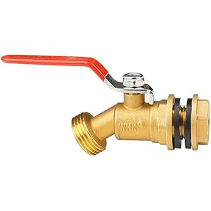 WHK Rain Barrel Spigot Kit-Water Bucket Spigot Faucets-Water Spicket Water Spout Spigot for 5/55 Gallon Bucket for Rain Barrel Water Container WaterTank,1/4 Turn with Long Handle(Brass)