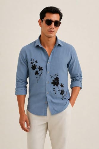 Image of Lymio Men Shirt | Premium Embroidered Shirt for Men | Long Sleeve Slim Fit Casual Shirts for Men | Trendy Wedding & Festive Ready (Packs Also Available) (01-04)