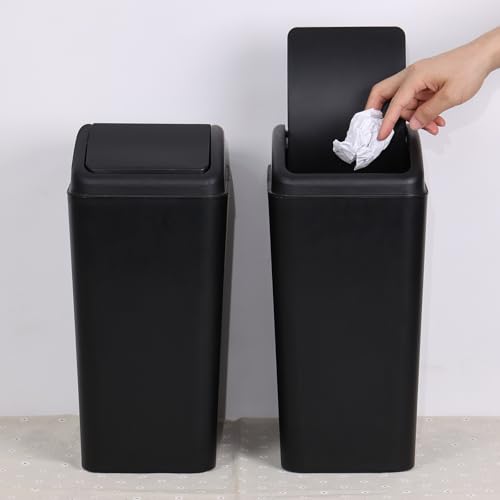 Caneca de basura plástica 4.5 galones, tapa basculante, negro, 2 unidades miniatura 6