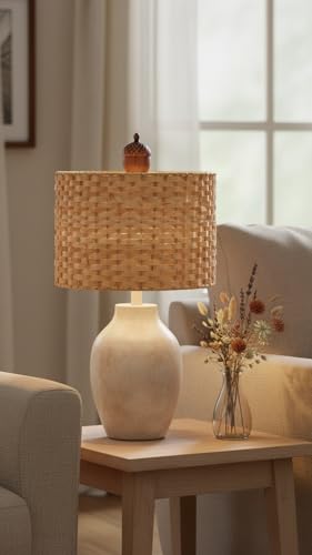 Image of Aspen Creative 31602, Drum Spider Lamp Shade, Natural Banana Leaf, 12 inch Top x 12 inch Bottom x 9 inch Height