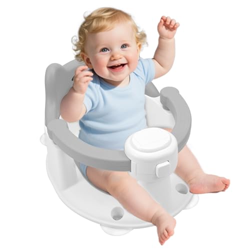Seggiolino da Bagno Antiscivolo, Seggiolino Doccia Bimbo per Bambini dai 6 Mesi con 4 Ventose, Sedia Doccia Bambini,...