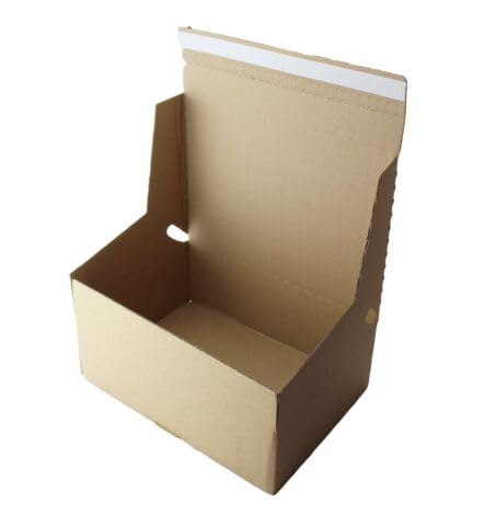 10x Cardboard Ecommerce Crash Lock Boxes with Peel & Seal Adhesive Strip (290mm x 208mm x 95mm) Quick & Easy Assembly. Strong Cardboard Postal Box Mailers for Packing & Shipping - 10 Boxes
