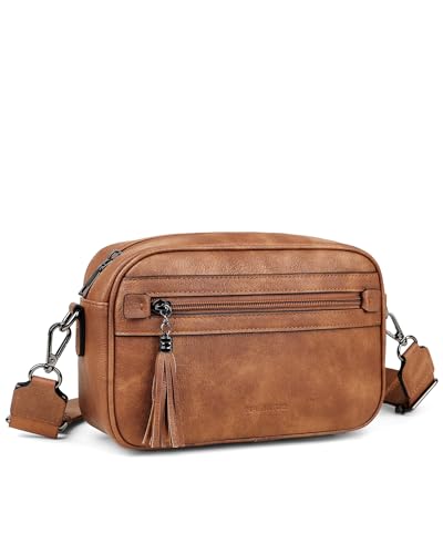 MASINTOR Crossbody Purses for Women Vegan Leather Travel Purse, Brown