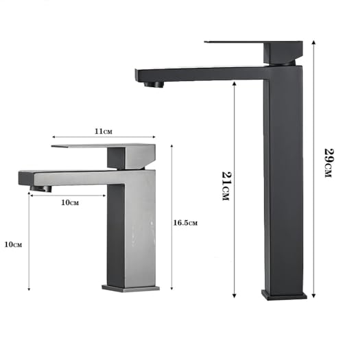 Grifo monomando para lavabo negro con control de agua fría y caliente 7