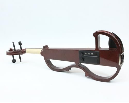Vetimobato Electric Violin 4/4 Full Size Silent Violin Mute for Beginner Practice Solid Wood Fiddle with Ebony Fittings Case & Bow (4 String Burgundy Violin Small Jack)