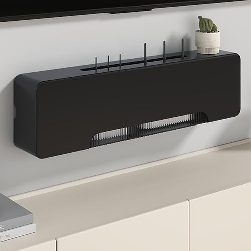 Hidden WiFi Router Box - Stylish Cabinet Power Strip & Cable Management Hider Rack for Home, Living Room, Bedroom, Office Organization & Decor