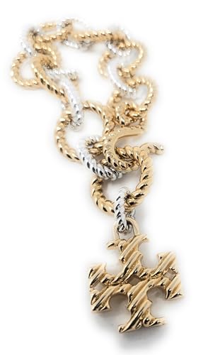 Tory Burch Women's Textured Rope Chain Bracelet (Tory Gold, Tory Silver)3